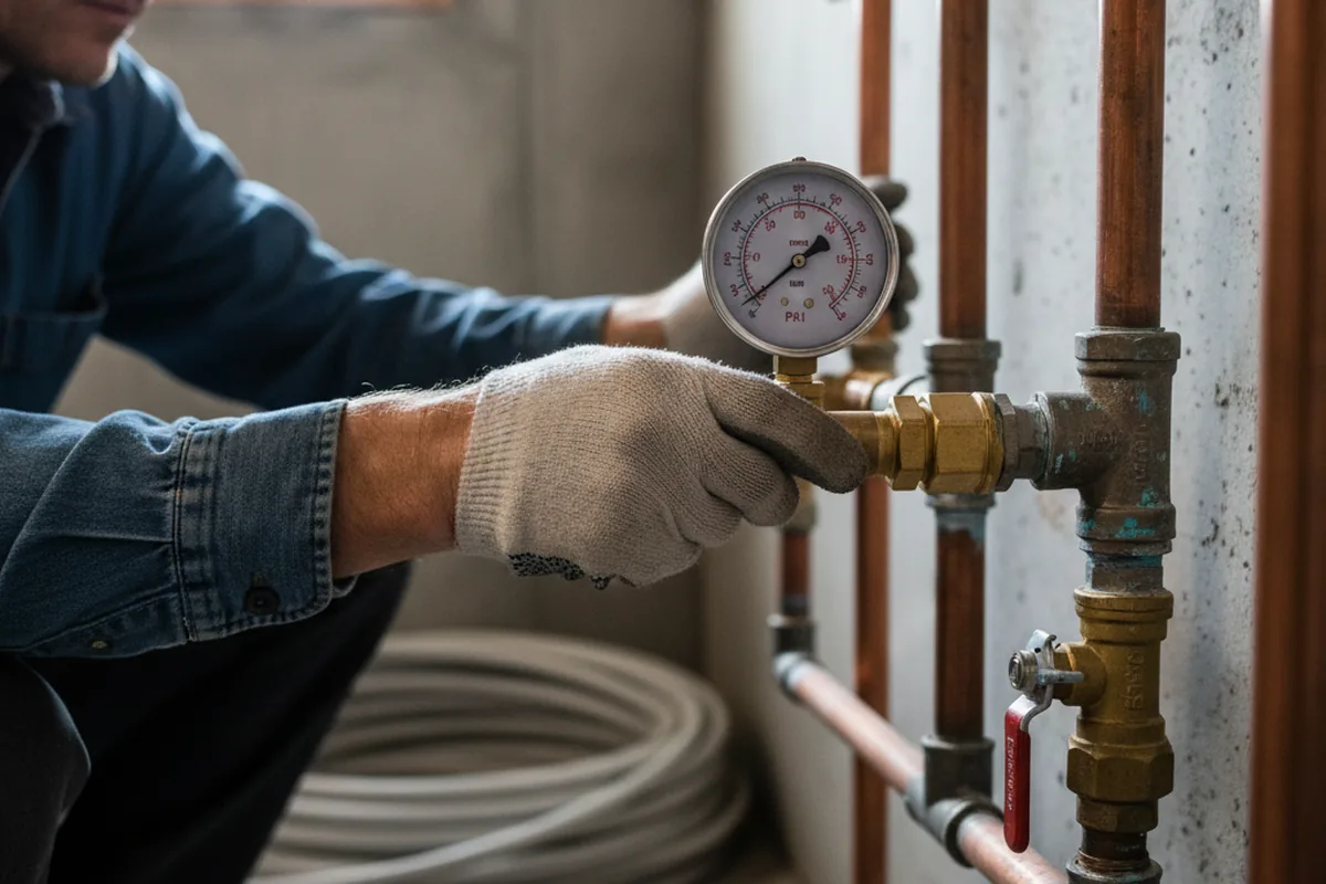 Pressure testing a repaired line during Water Line Repair in Roxie